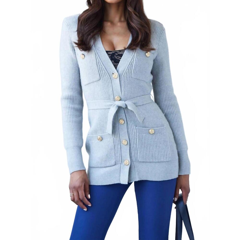 NEW GENERATION LOVE kondo belted cardigan in grey
